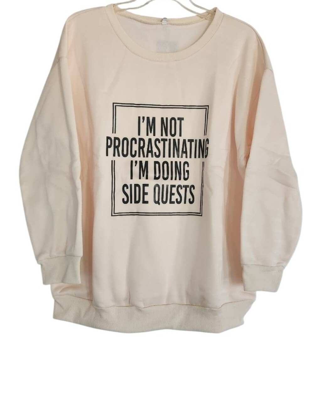 Women's Cream Graphic Sweatshirt - "I'm Not Procrastinating" Sz XxL Nwt